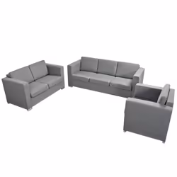vidaXL 3 Pz Set di Divani in Stoffa Grigio Chiaro - Vista aggiuntiva 3