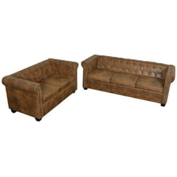 Vidaxl - Set Divani Chesterfield a 2 Posti e a 3 Posti Marrone
