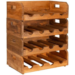 Vidaxl - Set Portavini 4pz per 16 Bottiglie in Legno Massello Recuperato
