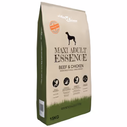 Il nostro cibo secco per cani premium Maxi Adult Essence Beef & Chicken è ricco di prebiotici che supportano la salute intest ...