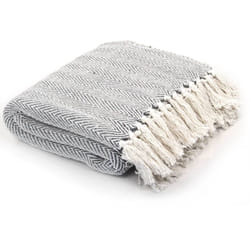 vidaXL Copriletto in Cotone a Spina di Pesce 125x150 cm Grigio