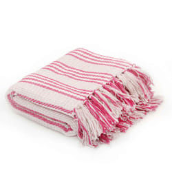 Vidaxl - Copriletto in Cotone a Righe 160x210 cm Rosa e Bianco 213481