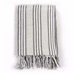 Copriletto in Cotone a Righe 220x250 cm Grigio e Biancocod mxl 71223 - Vista aggiuntiva 2