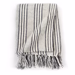 Copriletto in Cotone a Righe 220x250 cm Grigio e Biancocod mxl 71223 - Vista aggiuntiva 3