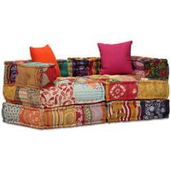 Pouf Modulare a 2 Posti in Tessuto Patchwork vidaXL 3136