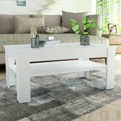 Tavolino da Salotto, Tavolino da Caffè in Legno Multistrato 110x65x48 cm Bianco Vidaxl 4155