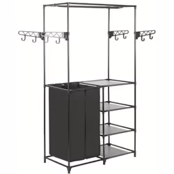 Questo portabiti minimalista è una soluzione ideale per la camera da letto o il bagno. È dotato di un telaio tubolare in acci ...