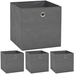 Contenitori 4 pz in Tessuto non Tessuto 32x32x32 cm Grigio Vidaxl 2943