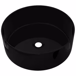 vidaXL Lavandino Tondo in Ceramica Nero 40 x 15 cm - Vista aggiuntiva 2