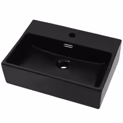 vidaXL Lavandino con Foro Rubinetto in Ceramica Nero 51,5x38,5x15 cm - Vista aggiuntiva 2