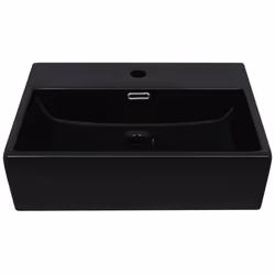 vidaXL Lavandino con Foro Rubinetto in Ceramica Nero 51,5x38,5x15 cm - Vista aggiuntiva 3