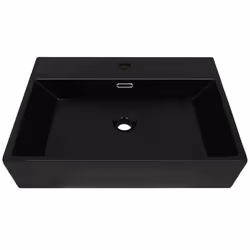 vidaXL Lavandino con Foro Rubinetto in Ceramica Nero 76x42,5x14,5 cm - Vista aggiuntiva 3