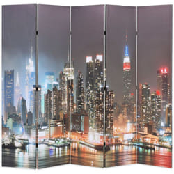 Paravento Pieghevole 200x170 cm Stampa New York di Notte vidaXL843480