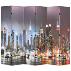 Paravento Pieghevole 228x170 cm Stampa New York di Notte Vidaxl 357397