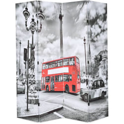 Paravento Pieghevole 160x170 cm Stampa Bus Londra Bianco e Nero Vidaxl 66958