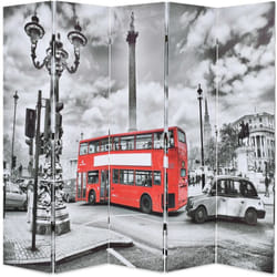 Paravento Pieghevole 200x170 cm Stampa Bus Londra Bianco e Nero Vidaxl 46696