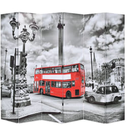 Paravento Pieghevole 228x170 cm Stampa Bus Londra Bianco e Nero Vidaxl 264870