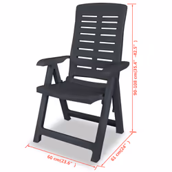 VidaXL 43897 sedia da esterno Terrazzo Plastica Antracite - Vista aggiuntiva 8