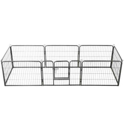 Box per Cani con 8 Pannelli in Acciaio Nero Resistente varie dimensioni dimensioni: 60 x 80 cm