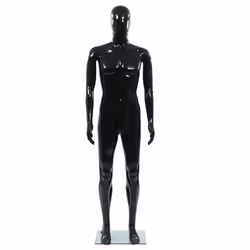 Manichino Uomo Figura Intera Base in Vetro 185 cm Nero Lucido cod mxl 103644 - Vista aggiuntiva 2