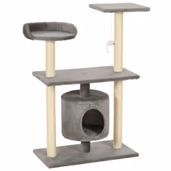 vidaXL Albero per Gatti con Tiragraffi in Sisal 95 cm Grigio - Vista aggiuntiva 2