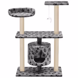 vidaXL Albero per Gatti e Tiragraffi Sisal 95 cm Zampe Stampate Grigio - Vista aggiuntiva 3