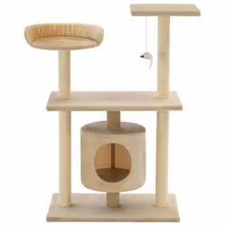 vidaXL Albero per Gatti con Tiragraffi in Sisal 95 cm Beige - Vista aggiuntiva 3