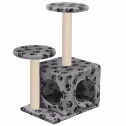 vidaXL Albero per Gatti e Tiragraffi Sisal 60 cm Zampe Stampate Grigio - Vista aggiuntiva 2