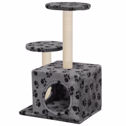 vidaXL Albero per Gatti e Tiragraffi Sisal 60 cm Zampe Stampate Grigio - Vista aggiuntiva 3