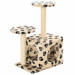 vidaXL Albero per Gatti e Tiragraffi Sisal 60 cm Zampe Stampate Beige - Vista aggiuntiva 2