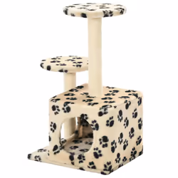 vidaXL Albero per Gatti e Tiragraffi Sisal 60 cm Zampe Stampate Beige - Vista aggiuntiva 3