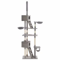 vidaXL Albero per Gatti con Tiragraffi in Sisal 230-260 cm Grigio - Vista aggiuntiva 3
