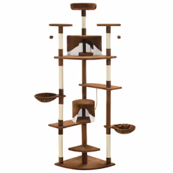vidaXL Albero per Gatti e Tiragraffi in Sisal 203 cm Marrone e Bianco - Vista aggiuntiva 2