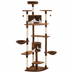 vidaXL Albero per Gatti e Tiragraffi in Sisal 203 cm Marrone e Bianco - Vista aggiuntiva 3
