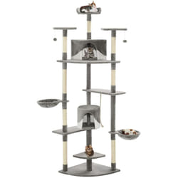 Tiragraffi per gatti, Albero per Gatti con Tiragraffi in Sisal 203 cm Grigio e Bianco Vidaxl
