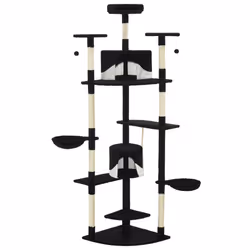vidaXL Albero per Gatti e Tiragraffi in Sisal 203 cm Nero e Bianco - Vista aggiuntiva 2