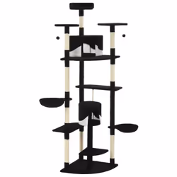 vidaXL Albero per Gatti e Tiragraffi in Sisal 203 cm Nero e Bianco - Vista aggiuntiva 3