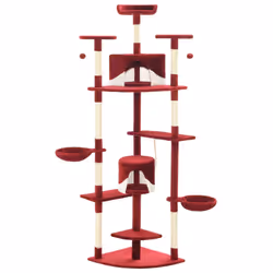 vidaXL Albero per Gatti e Tiragraffi in Sisal 203 cm Rosso e Bianco - Vista aggiuntiva 2