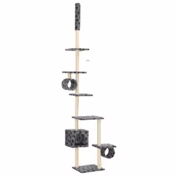 vidaXL Albero per Gatti e Tiragraffi Sisal 260cm Zampe Stampate Grigio - Vista aggiuntiva 2