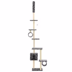 vidaXL Albero per Gatti e Tiragraffi Sisal 260cm Zampe Stampate Grigio - Vista aggiuntiva 3
