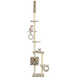 Tiragraffi per gatti, Albero per Gatti e Tiragraffi Sisal 260 cm Zampe Stampate Beige vidaXL