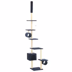 vidaXL Albero per Gatti con Pali Tiragraffi in Sisal 260 cm Blu Scuro - Vista aggiuntiva 2