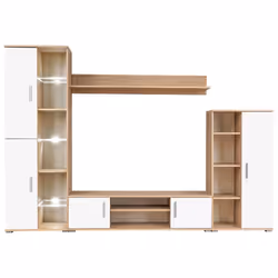 vidaXL Parete Attrezzata Porta TV con Luci LED Rovere Sonoma e Bianco - Vista aggiuntiva 2