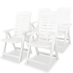 4 pz Sedie Reclinabili da Giardino, Poltrona da Giardino in Plastica Bianche Vidaxl