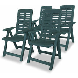Set da 4 sedie in plastica da esterni reclinabili con braccioli vari colori colore : Verde