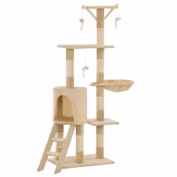 vidaXL Albero per Gatti con Tiragraffi in Sisal 138 cm Beige - Vista aggiuntiva 2