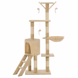 vidaXL Albero per Gatti con Tiragraffi in Sisal 138 cm Beige - Vista aggiuntiva 3