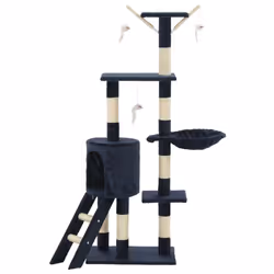 vidaXL Albero per Gatti con Tiragraffi in Sisal 138 cm Blu Scuro - Vista aggiuntiva 3