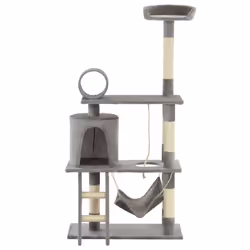 vidaXL Albero per Gatti con Tiragraffi in Sisal 140 cm Grigio - Vista aggiuntiva 2