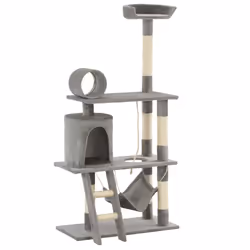 vidaXL Albero per Gatti con Tiragraffi in Sisal 140 cm Grigio - Vista aggiuntiva 3